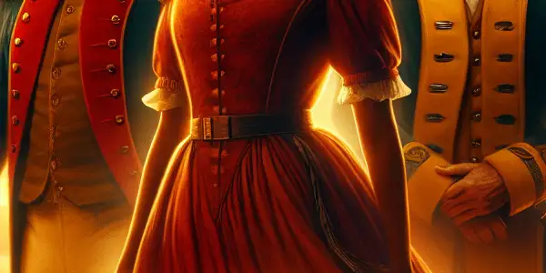 A heroic scene featuring Mao Zedong, Zhou Enlai, and Zhu De during the Chinese revolution, set against a vibrant landscape.